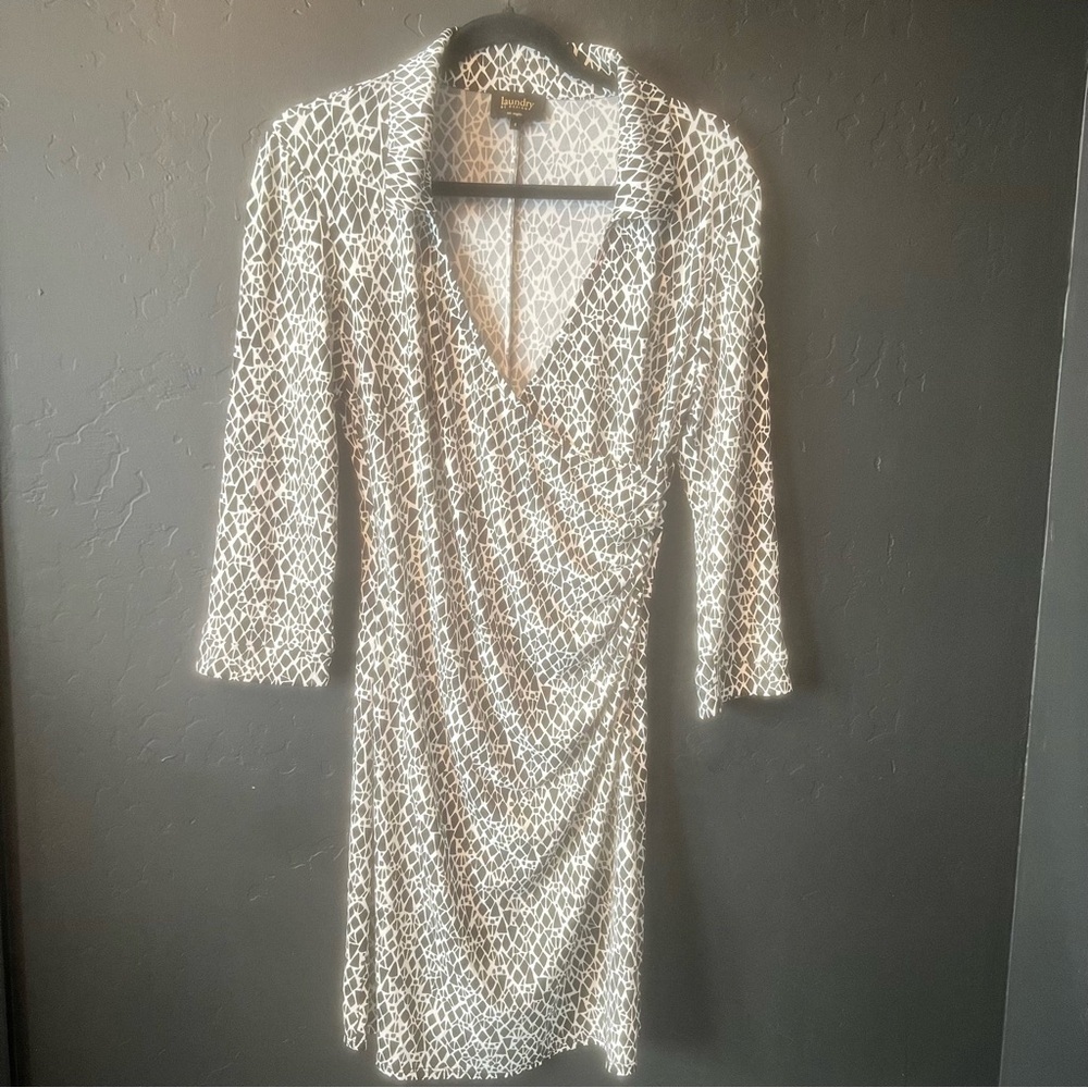 Laundry by design Los Angeles Elegant Black and White Wrap Dress 4